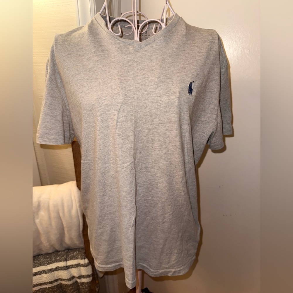 Polo by Ralph Lauren Light Gray V-Neck Tee